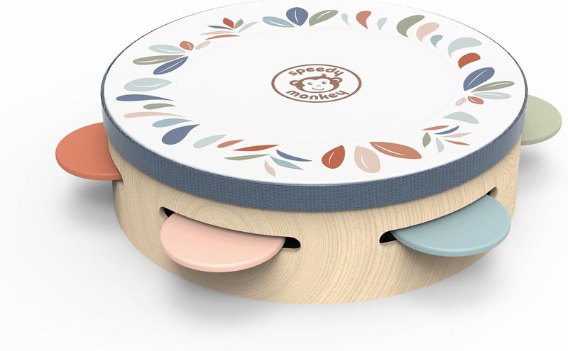 SPEEDY MONKEY Store 7 Inch Kids Wooden Tambourine with 6 Chrome Jingles | Safe & Fun Musical Instrument for Toddlers, Lightweight Percussion Instrument for Playtime & Early Music Learning - Image 1